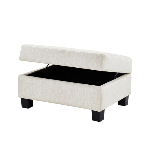 Contemporary U-shaped Sectional Sofa with Movable Storage Ottoman, White Chenille 111.8' Default -DTYStore