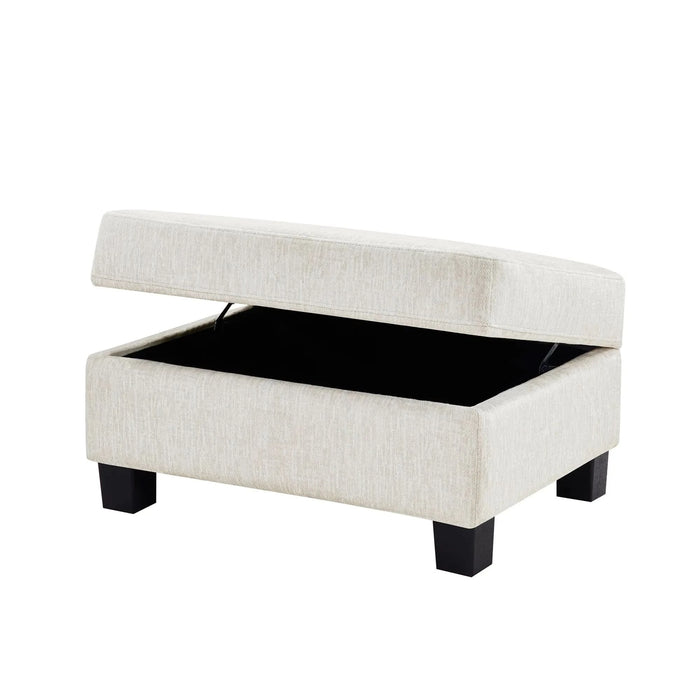Contemporary U-shaped Sectional Sofa with Movable Storage Ottoman, White Chenille 111.8' Default -DTYStore