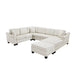 Contemporary U-shaped Sectional Sofa with Movable Storage Ottoman, White Chenille 111.8' Default -DTYStore