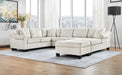 Contemporary U-shaped Sectional Sofa with Movable Storage Ottoman, White Chenille 111.8' Default -DTYStore