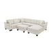 Contemporary U-shaped Sectional Sofa with Movable Storage Ottoman, White Chenille 111.8' Default -DTYStore