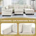 Contemporary U-shaped Sectional Sofa with Movable Storage Ottoman, White Chenille 111.8' Default -DTYStore