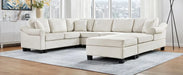 Contemporary U-shaped Sectional Sofa with Movable Storage Ottoman, White Chenille 111.8' Default -DTYStore