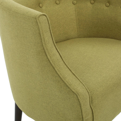 Contemporary Upholstered Club Chair with Button Tufting in Green Fabric and Birch Wood Legs Default -DTYStore