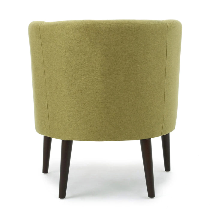 Contemporary Upholstered Club Chair with Button Tufting in Green Fabric and Birch Wood Legs Default -DTYStore