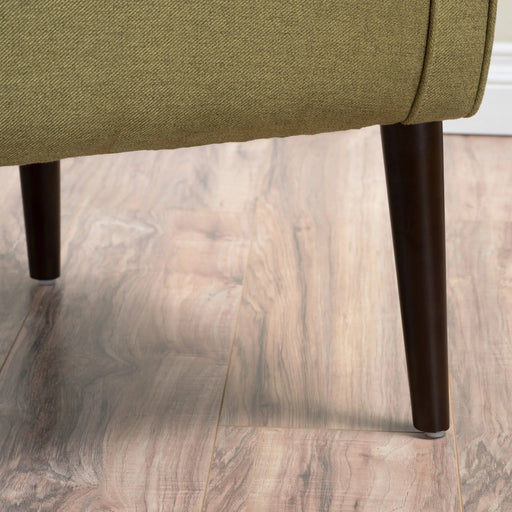 Contemporary Upholstered Club Chair with Button Tufting in Green Fabric and Birch Wood Legs Default -DTYStore