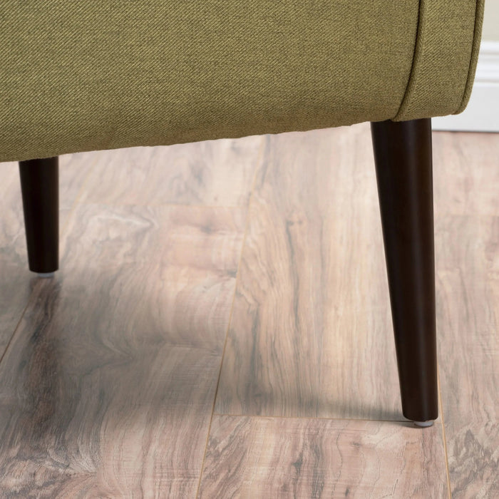 Contemporary Upholstered Club Chair with Button Tufting in Green Fabric and Birch Wood Legs Default -DTYStore