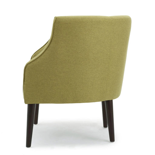 Contemporary Upholstered Club Chair with Button Tufting in Green Fabric and Birch Wood Legs Default -DTYStore