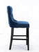 Contemporary Velvet Upholstered Barstools with Button Tufted Decoration and Wooden Legs, and Chrome Nailhead Trim, Leisure Style Bar Chairs,Bar stools, Set of 2 (Blue),SW2002BL Default -DTYStore