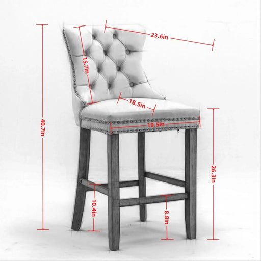 Contemporary Velvet Upholstered Barstools with Button Tufted Decoration and Wooden Legs, and Chrome Nailhead Trim, Leisure Style Bar Chairs,Bar stools, Set of 2 (Light Blue),SW2002LB Default -DTYStore