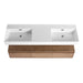 Contemporary Wall-Mounted Bathroom Vanity with Dual Resin Sink and Soft Close Drawer in Imitative Oak Finish, 60 Inches Default -DTYStore