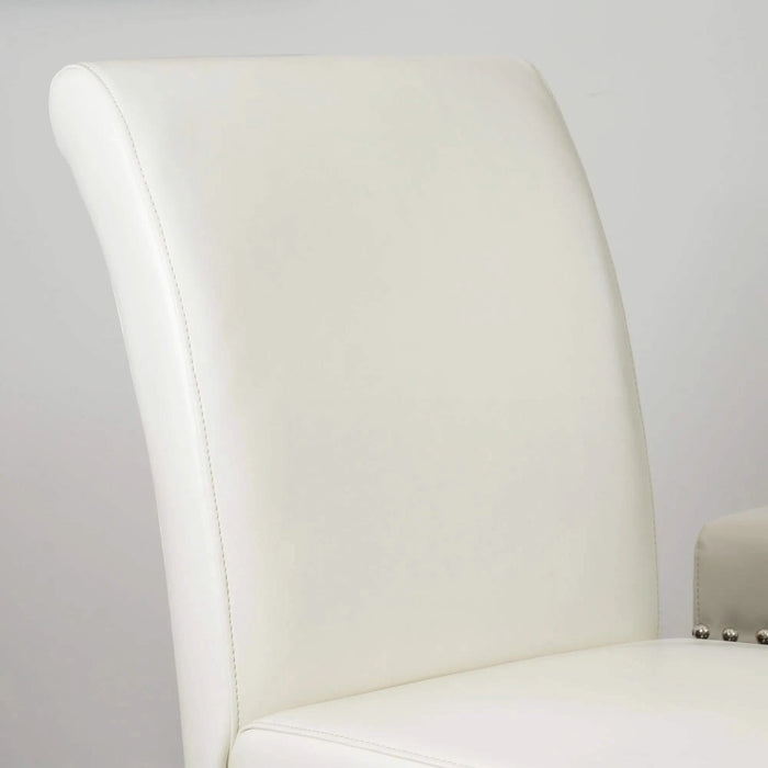 Contemporary leather counter stools,Ivory dining chairs with nail-head decoration (Set of 2),25 inches upholstered dining chairs suitable for Kitchen/Bedroom/Dining Room. Default -DTYStore