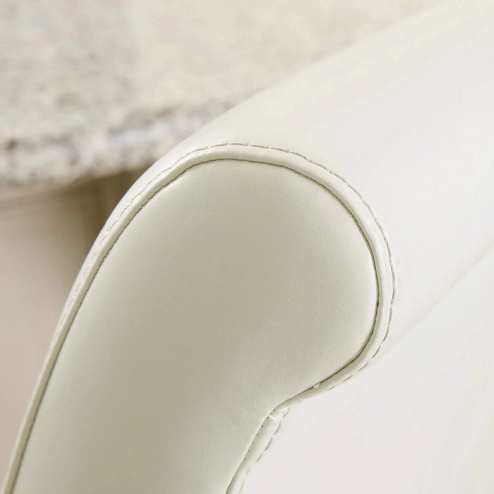 Contemporary leather counter stools,Ivory dining chairs with nail-head decoration (Set of 2),25 inches upholstered dining chairs suitable for Kitchen/Bedroom/Dining Room. Default -DTYStore