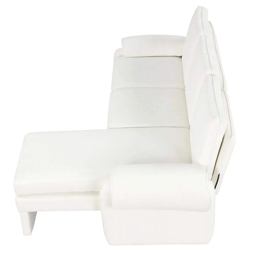 Convertible Futon Sofa Bed with Adjustable Backrest, Reversible Chaise Lounge, Removable Armrest Pillows, Beige Chenille, 94.1' Default -DTYStore