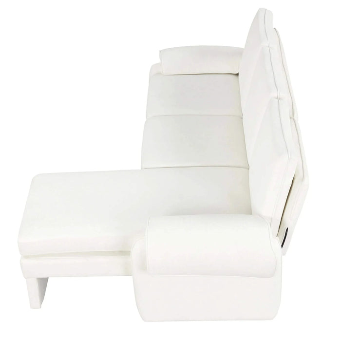 Convertible Futon Sofa Bed with Adjustable Backrest, Reversible Chaise Lounge, Removable Armrest Pillows, Beige Chenille, 94.1' Default -DTYStore