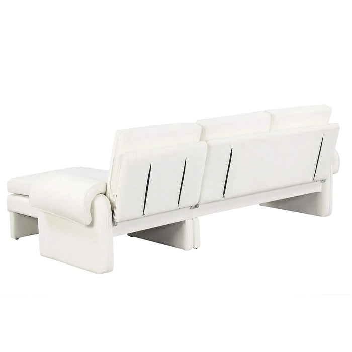 Convertible Futon Sofa Bed with Adjustable Backrest, Reversible Chaise Lounge, Removable Armrest Pillows, Beige Chenille, 94.1' Default -DTYStore