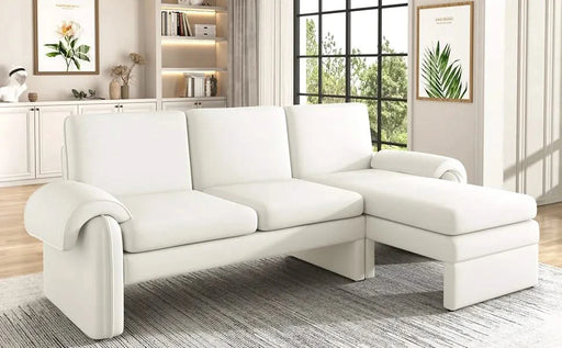 Convertible Futon Sofa Bed with Adjustable Backrest, Reversible Chaise Lounge, Removable Armrest Pillows, Beige Chenille, 94.1' Default -DTYStore