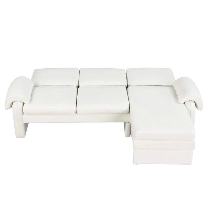 Convertible Futon Sofa Bed with Adjustable Backrest, Reversible Chaise Lounge, Removable Armrest Pillows, Beige Chenille, 94.1' Default -DTYStore