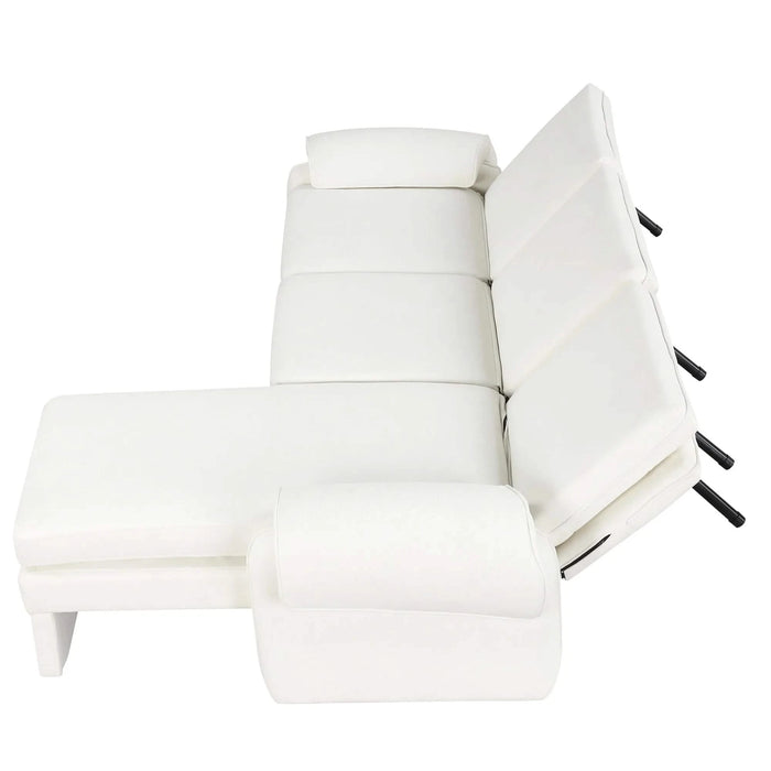 Convertible Futon Sofa Bed with Adjustable Backrest, Reversible Chaise Lounge, Removable Armrest Pillows, Beige Chenille, 94.1' Default -DTYStore