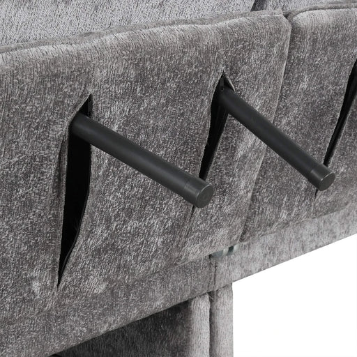 Convertible Futon Sofa Bed with Adjustable Backrest, Reversible Chaise Lounge, and Removable Armrest Pillows, Gray Chenille, 94.1' Default -DTYStore