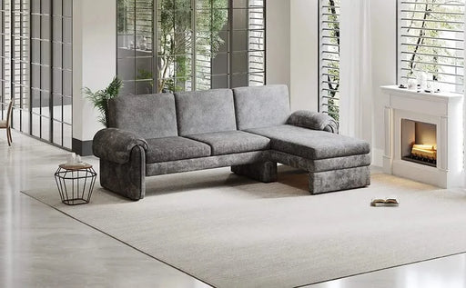 Convertible Futon Sofa Bed with Adjustable Backrest, Reversible Chaise Lounge, and Removable Armrest Pillows, Gray Chenille, 94.1' Default -DTYStore