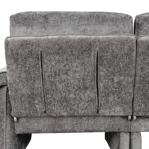 Convertible Futon Sofa Bed with Adjustable Backrest, Reversible Chaise Lounge, and Removable Armrest Pillows, Gray Chenille, 94.1' Default -DTYStore