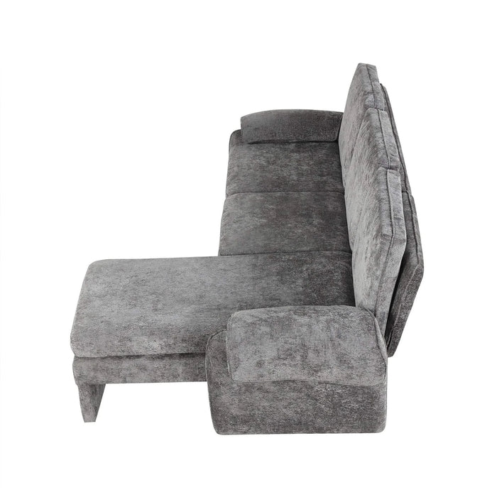 Convertible Futon Sofa Bed with Adjustable Backrest, Reversible Chaise Lounge, and Removable Armrest Pillows, Gray Chenille, 94.1' Default -DTYStore