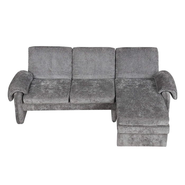 Convertible Futon Sofa Bed with Adjustable Backrest, Reversible Chaise Lounge, and Removable Armrest Pillows, Gray Chenille, 94.1' Default -DTYStore