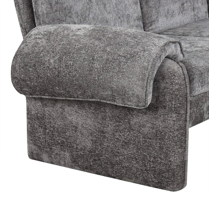 Convertible Futon Sofa Bed with Adjustable Backrest, Reversible Chaise Lounge, and Removable Armrest Pillows, Gray Chenille, 94.1' Default -DTYStore