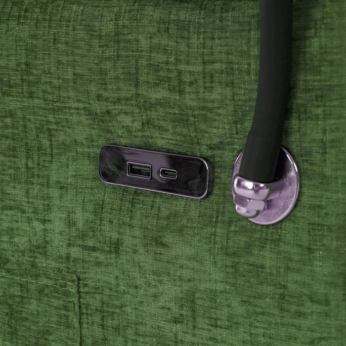 Convertible Loveseat Sofa Bed with Adjustable Backrest, USB Ports, Phone Holder, Side Pockets, Green Chenille, 56.9' Default -DTYStore