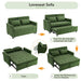 Convertible Loveseat Sofa Bed with Adjustable Backrest, USB Ports, Phone Holder, Side Pockets, Green Chenille, 56.9' Default -DTYStore
