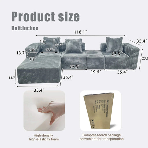 Convertible Modular Sectional Sofa Set Compression Sofa Default -DTYStore