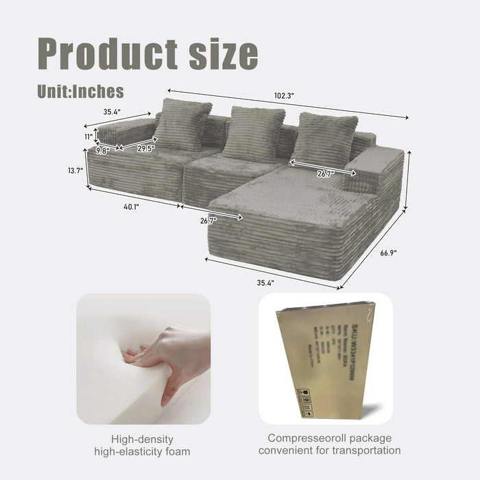 Convertible Modular Sectional Sofa Set Popular Compression Sofa Default -DTYStore