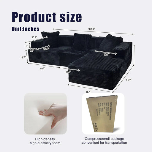 Convertible Modular Sectional Sofa Set Popular Compression Sofa Default -DTYStore