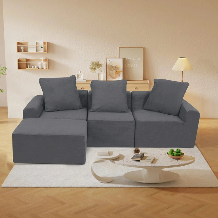 Convertible Modular Sectional Sofa Set Popular Microfiber Fabric Compression Sofa Default -DTYStore