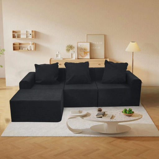 Convertible Modular Sectional Sofa Set Popular Microfiber Fabric Compression Sofa Default -DTYStore