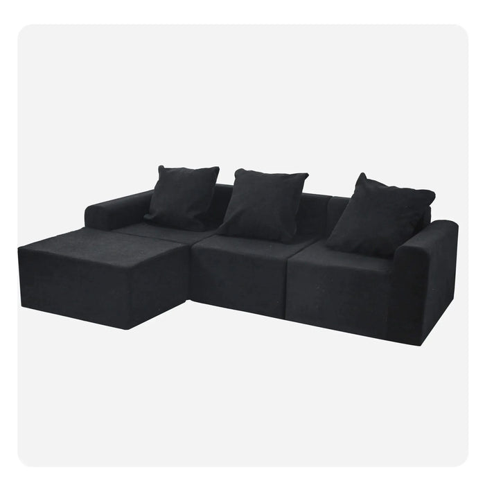 Convertible Modular Sectional Sofa Set Popular Microfiber Fabric Compression Sofa Default -DTYStore