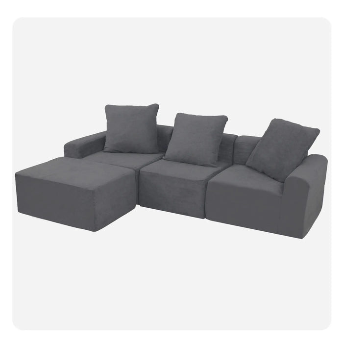 Convertible Modular Sectional Sofa Set Popular Microfiber Fabric Compression Sofa Default -DTYStore