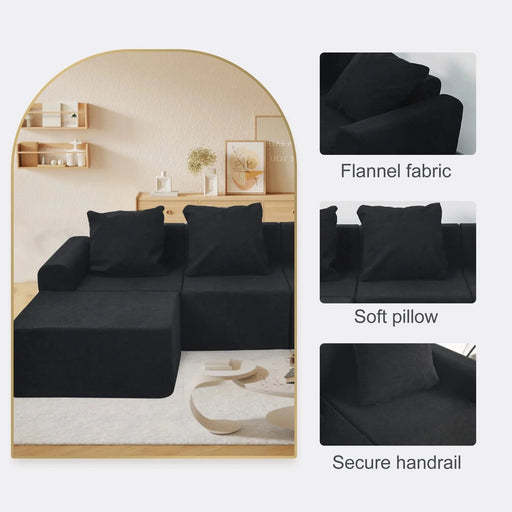 Convertible Modular Sectional Sofa Set Popular Microfiber Fabric Compression Sofa Default -DTYStore