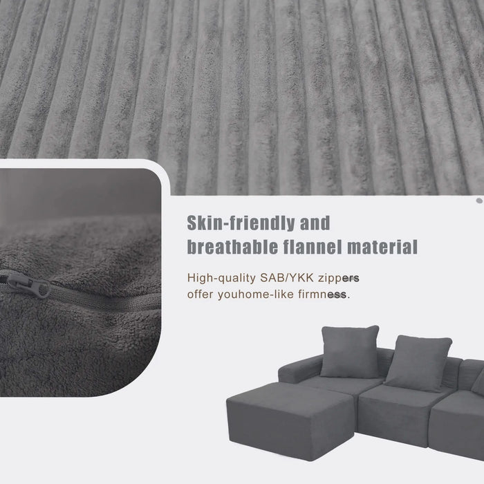 Convertible Modular Sectional Sofa Set Popular Microfiber Fabric Compression Sofa Default -DTYStore