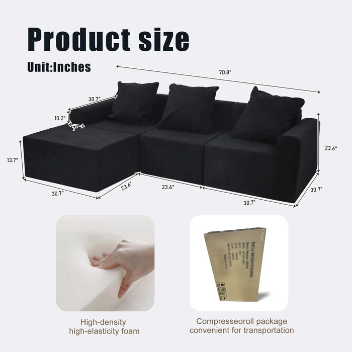 Convertible Modular Sectional Sofa Set Popular Microfiber Fabric Compression Sofa Default -DTYStore