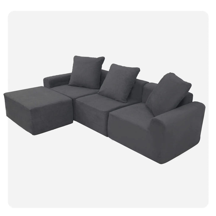 Convertible Modular Sectional Sofa Set Popular Microfiber Fabric Compression Sofa Default -DTYStore