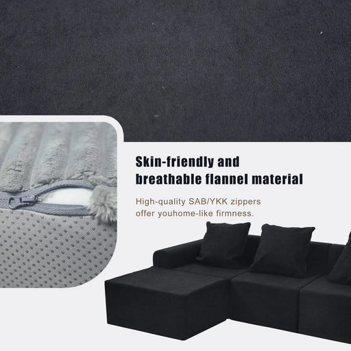 Convertible Modular Sectional Sofa Set Popular Microfiber Fabric Compression Sofa Default -DTYStore