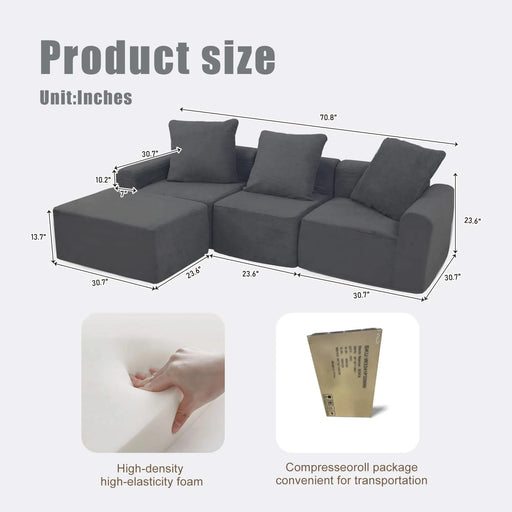 Convertible Modular Sectional Sofa Set Popular Microfiber Fabric Compression Sofa Default -DTYStore
