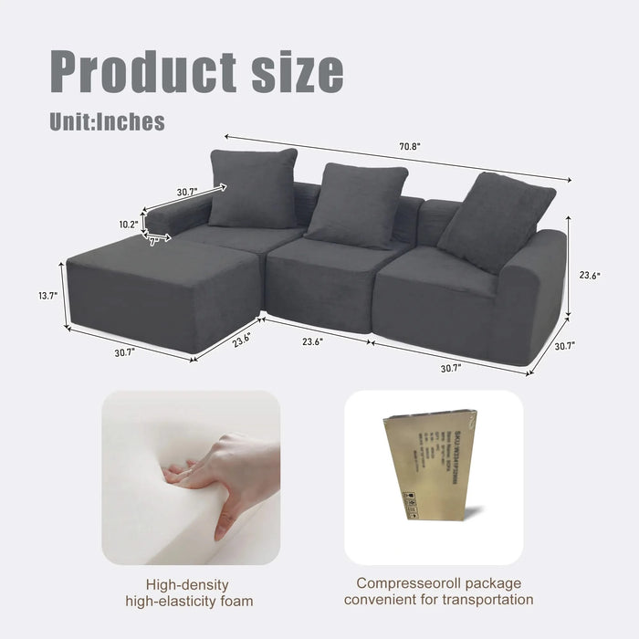 Convertible Modular Sectional Sofa Set Popular Microfiber Fabric Compression Sofa Default -DTYStore