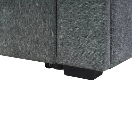 Convertible Sectional Sofa Bed 83.9' L-Shaped Sofa with Dual Pull-Out Sleepers, Flip-Top Table, USB Ports, Cup Holder & Storage, Dark Gray Chenille Default -DTYStore
