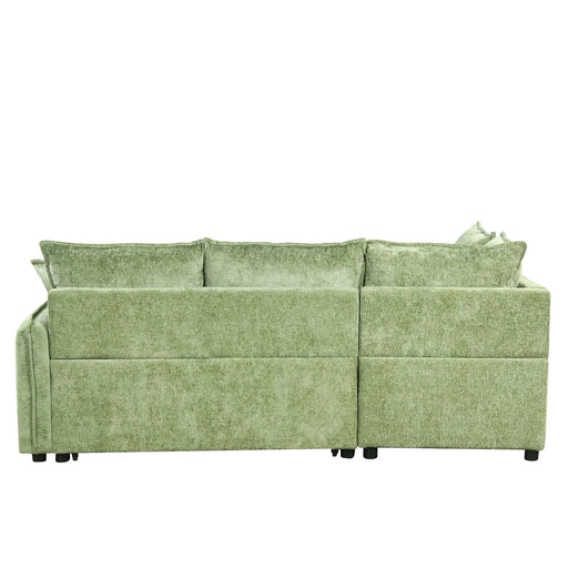 Convertible Sofa Bed Sectional Sofa Sleeper with Storage Ottoman, Green Chenille, 82.67 inches Default -DTYStore