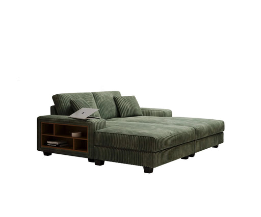 Convertible combination sofa, corduroy fabric, fluffy modern sleeper sofa chair, oversized combination living room double lounge chair, Green Default -DTYStore