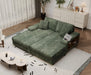 Convertible combination sofa, corduroy fabric, fluffy modern sleeper sofa chair, oversized combination living room double lounge chair, Green Default -DTYStore