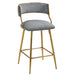 Corduroy Counter Height Bar Stools with Back and Golden Chromed Base, Grey, Set of 2 Default -DTYStore